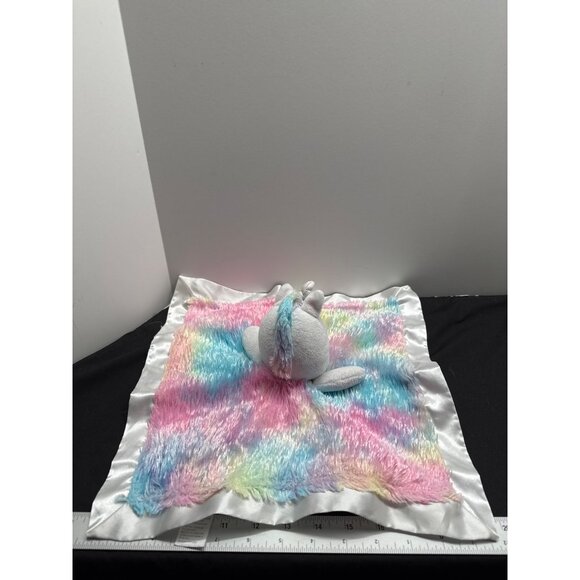 Unicorn Rainbow Pastel Baby Security Blanket 12" Satin Back By Baby Starters - Picture 5 of 7